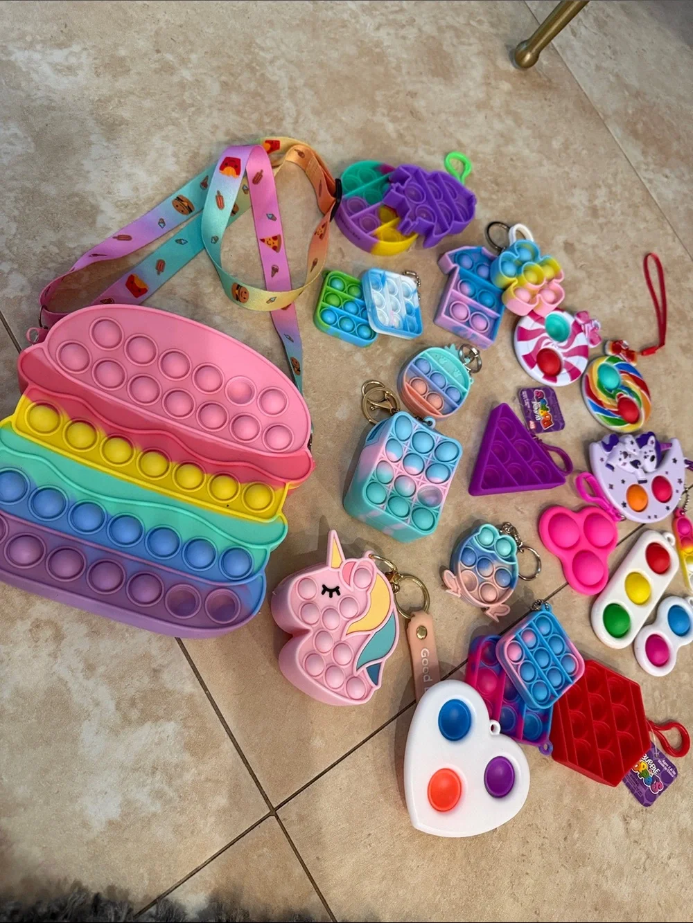 Kids Rainbow Pop-It Fidget Toy Set . 3 coin fidget purses. Some NWT